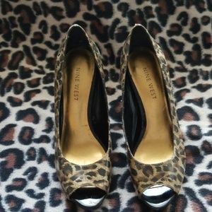 Nine west opentoe leopard print heels